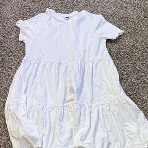 White Tiered Short-Sleeve Dress